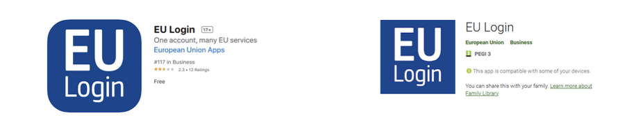 EU-Login App Anmeldeseite